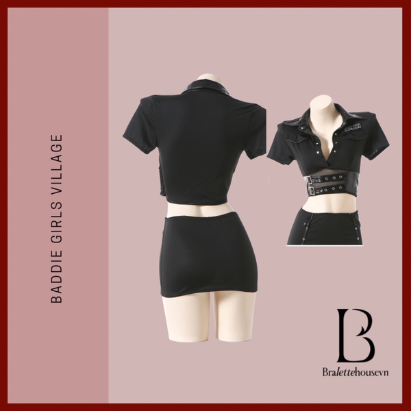 (Kèm vớ) Bộ đồ cosplay cảnh sát Justice Police Set S2532 gợi cảm tôn dáng chân váy ôm sát Bralettehousevn