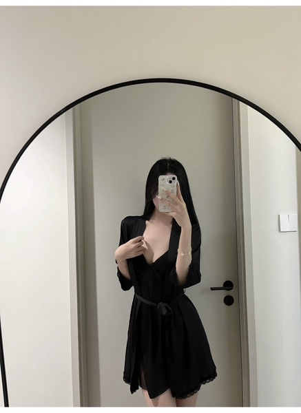 [CÓ MÚT ĐỆM] Đầm váy ngủ satin nữ Krixi Dress S2451 có gọng form xoè tiểu thư gợi cảm Bralettehousevn