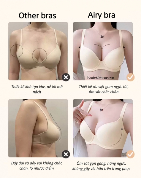 Áo lót bề mặt trơn Airy Bra S2362 không gọng mút mỏng nâng đỡ không gây hằn ngấn phiên bản nâng cấp Bralettehousevn