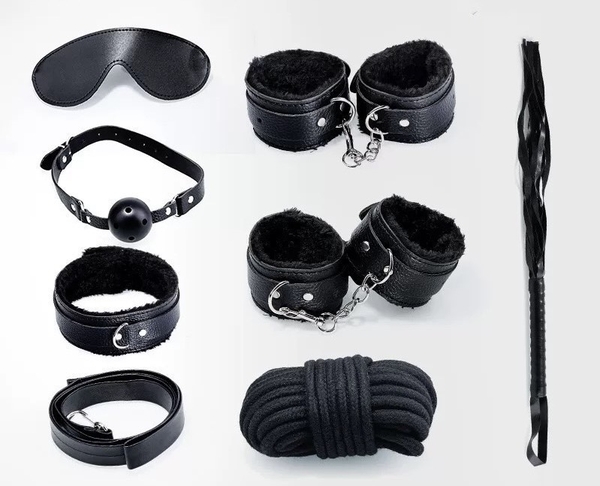 Bộ đồ 8 món phụ kiện LOVE ME HARDER SET PK275 da PU phối lông mềm Bralettehousevm