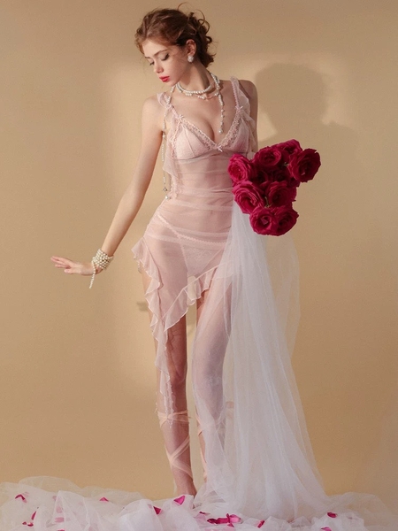 [HOT HIT] Đầm váy ngủ nữ Felicity Dress S2425 cao cấp có sẵn mút xuyên thấu voan rũ trendy Bralettehousevn