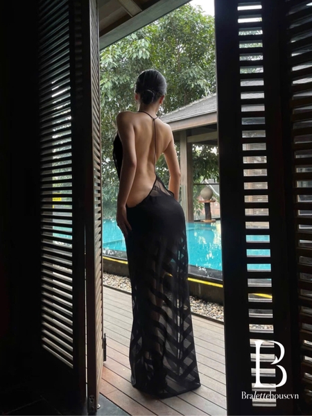 [CÓ SẴN - HOẢ TỐC]𝘉𝘳𝘢𝘭𝘦𝘵𝘵𝘦𝘩𝘰𝘶𝘴𝘦𝘷𝘯 Đầm hở lưng dáng yếm maxi Joie Dress chất thun lưới dày dặn khoét lưng gợi cảm tôn dáng