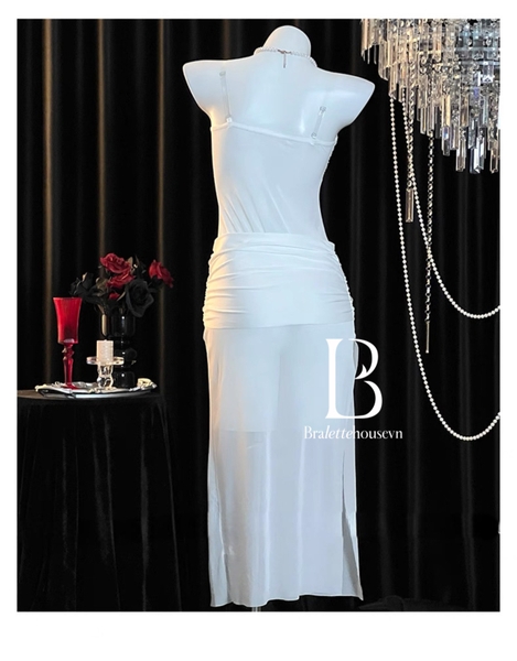 Đầm váy ngủ dài xuyên thấu Bold Dress S2645 phối khoen tim xẻ tà tôn dáng gợi cảm Bralettehousevn