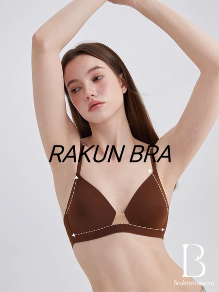 Áo lót không gọng Rakun Bra S2710 bề mặt trơn thoải mái cúp V phối lưới cao cấp Bralettehousevn