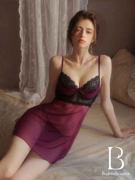 Đầm váy ngủ xuyên thấu Lagume Dress có gọng không mút phối màu gợi cảm nữ tính Bralettehousevn