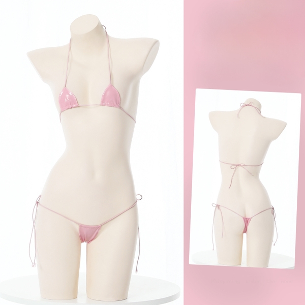 Set đồ lót tiny da PU cột dây 2 mảnh Qiana Set S2533 gợi cảm táo bạo Bralettehousevn