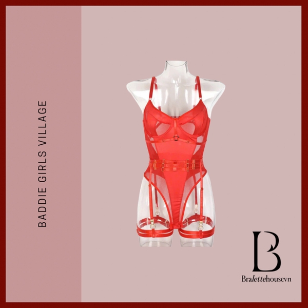 [KÈM ĐAI] Bộ đồ liền thân Pyrite Bodysuit S2454 chất liệu xuyên thấu cao cấp gợi cảm quyến rũ Bralettehousevn