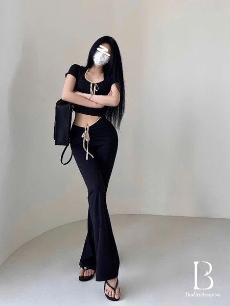 [💝Y2K TREND💝] 𝗦𝟮𝟭𝟬𝟲 𝗔𝗦𝗧𝗘𝗟 𝗦𝗘𝗧 bộ đồ quần dài cột nơ croptop y2k thoải mái mùa hè du lịch sexy gợi cảm Bralettehousevn