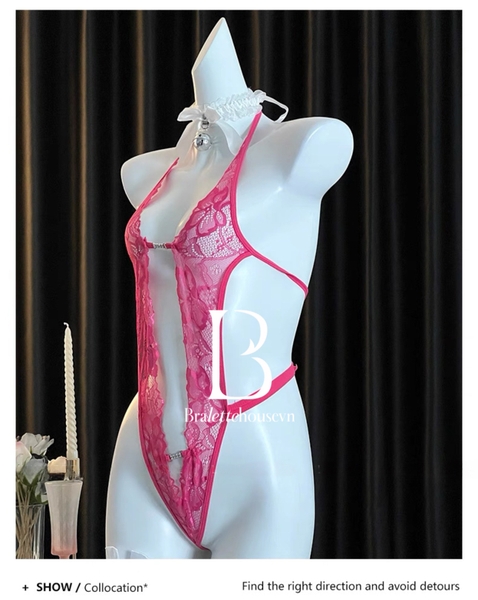 [𝐂𝐡𝐞 𝐭𝐞̂𝐧-🔥𝐡𝐨𝐚̉ 𝐭𝐨̂́𝐜] Bộ đồ liền thân S2086 RIZE BODYSUIT ren xuyên thấu Bralettehousevn