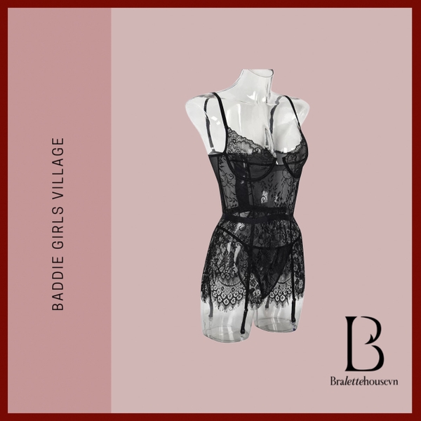 Đầm ngủ full ren kèm đai Verity Dress S2431 xuyên thấu gợi cảm nữ tính dáng ngắn trẻ trung Bralettehousevn