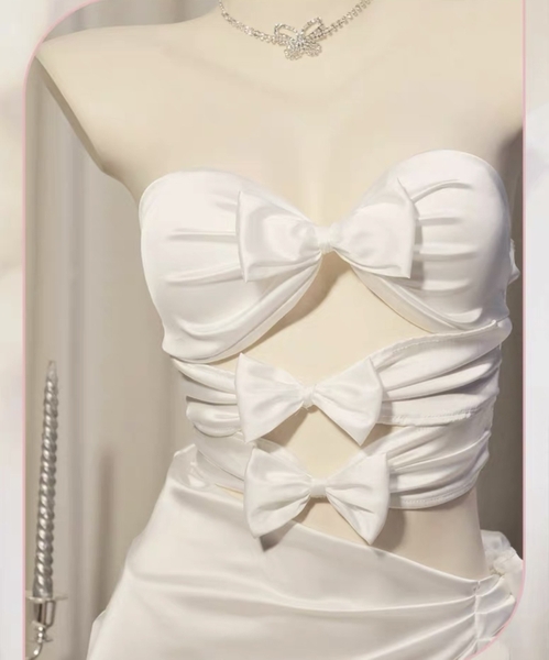 [𝐂𝐡𝐞 𝐭𝐞̂𝐧 - 🔥𝐇𝐨𝐚̉ 𝐭𝐨̂́𝐜 ] DARRIN SET S1820 Váy đầm ngủ nữ satin lụa có mút cao cấp phối nơ sang trọng Bralettehousevn