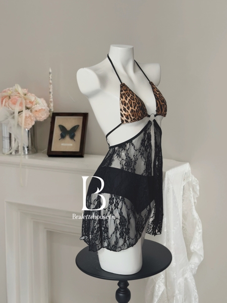 Đầm ngủ da beo phối ren Qada Dress du lịch gợi cảm táo bạo đi biển Bralettehousevn
