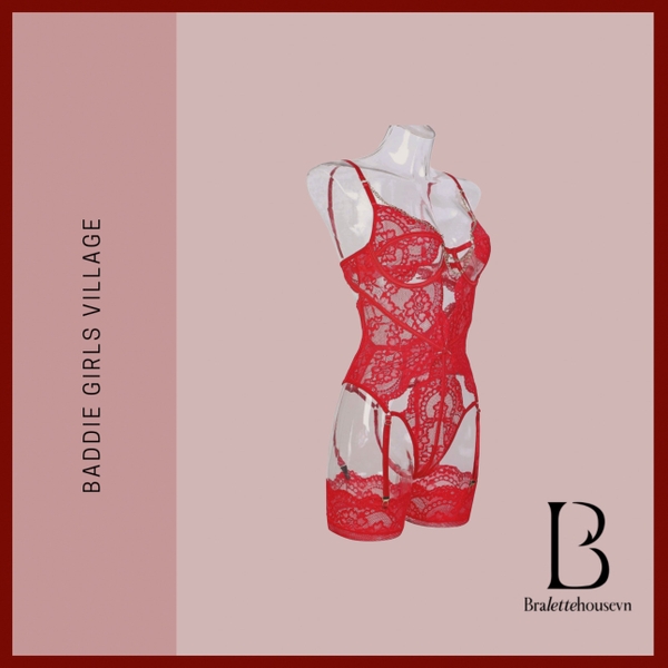 (Tặng kèm vớ) Bộ đồ liền thân ren Abigail bodysuit S2430 phối dây cut out gợi cảm quyến rũ gợi cảm Bralettehousevn