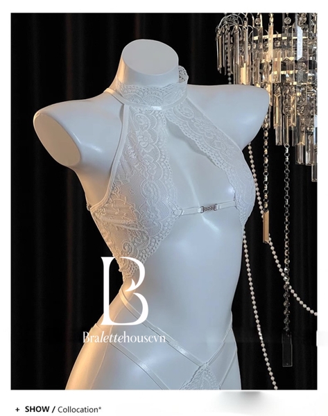 Bộ đồ liền thân ren Bomby Bodysuit S2608 kèm khoen lấp lánh phối dây gợi cảm táo bạo Bralettehousevn