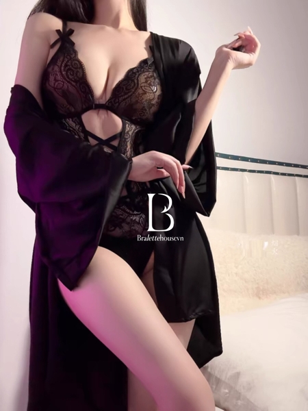 Bộ đồ liền thân ren mỏng Cary Bodysuit S2172 khoét đáy phối nơ Bralettehousevn