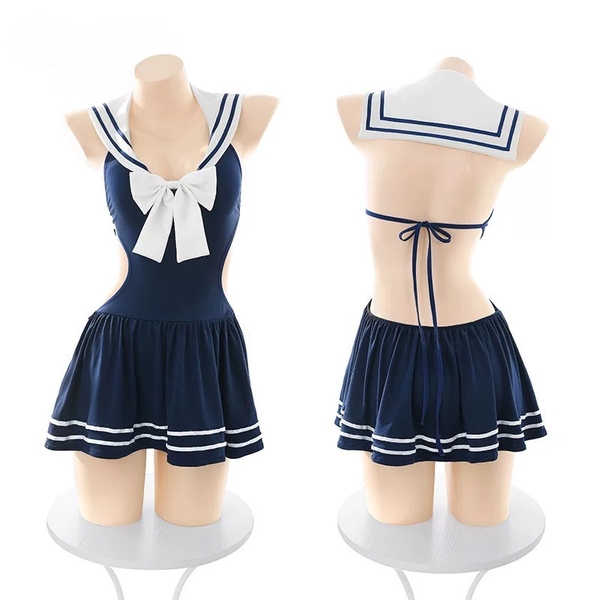 [Kèm cài] Bộ đồ cosplay nữ sinh Learning Set S2438 khoét lưng dáng váy ngắn xoè dễ thương trẻ trung gợi cảm Bralettehousevn