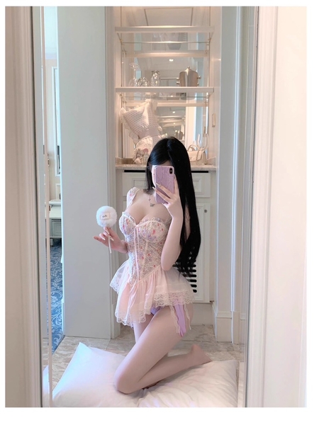 Đầm váy nữ Lux Corset S2439 phối hoa phong cách balletcore dáng corset có xương định hình phối bèo thiên thần tiểu thư nữ tính Bralettehousevn