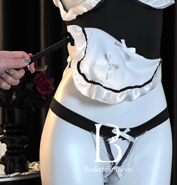 [KÈM PHỤ KIỆN] Set đồ cosplay hầu gái FuFu Maid S2520 (kèm dán ti) gợi cảm táo bạo quyến rũ Bralettehousevn