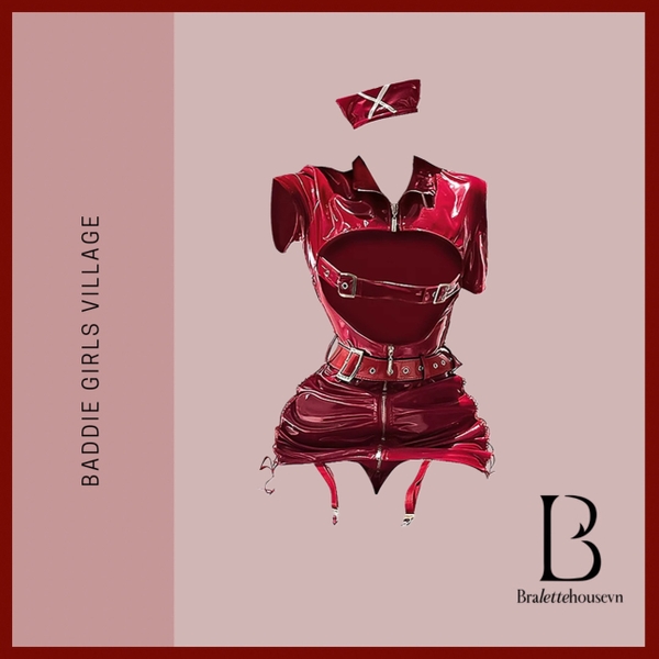 Bộ đồ da PU Crimson Set S2658 kèm cài nón gợi cảm táo bạo quyến rũ