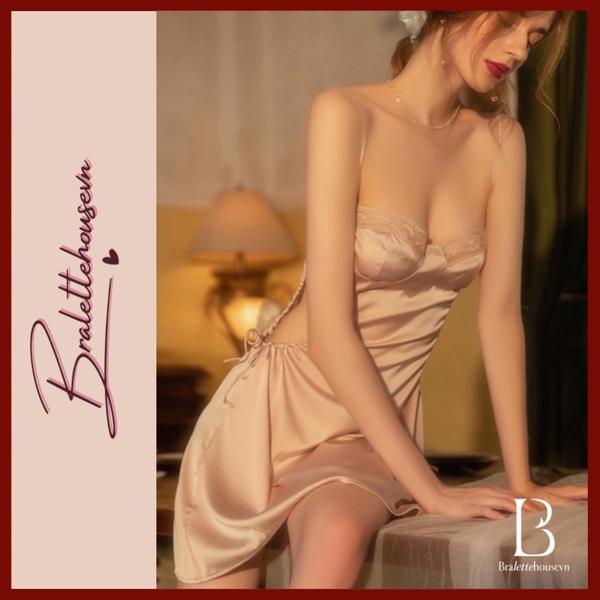 (Che tên - Hoả tốc) Váy ngủ tiểu thư 2 dây S2163 Babicutewa Dress chất liệu satin cao cấp cho nữ Bralettehousevn