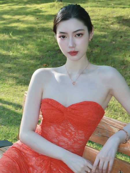 Đầm váy ren nữ Oran Dress S2530 xuyên thấu hot hit nhất mùa hè cúp ngang dáng dài siêu tôn dáng gợi cảm Bralettehousevn