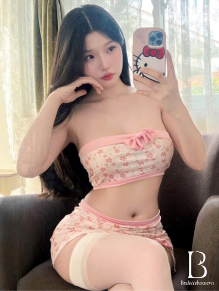 S2145 KANAE SET bộ đồ 2 mảnh chất thun hoa nhí tiểu thư Bralettehousevn