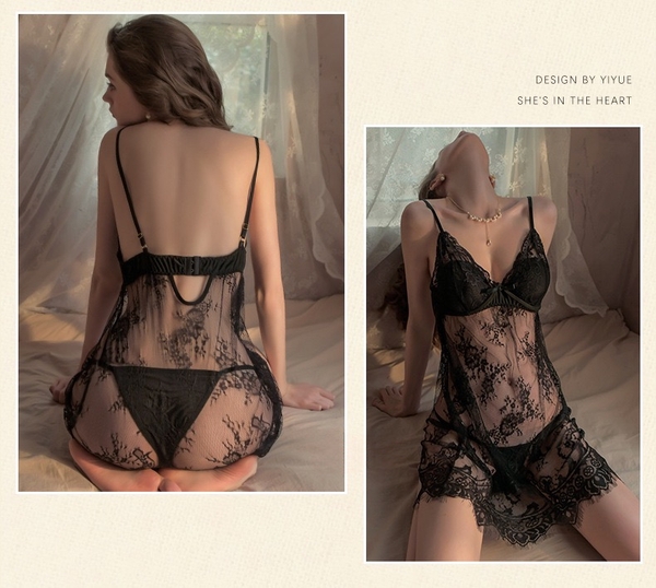 [KÈM QUẦN] Váy ngủ nữ ren Breaky Dress S2464 có đệm mút gợi cảm quyến rũ Bralettehousevn