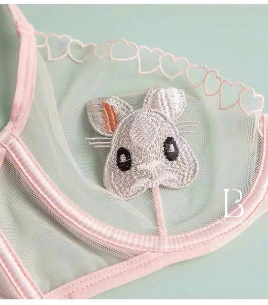 Bộ đồ lót nữ thêu thỏ Rabit Love set S2201 có gọng không mút gợi cảm đáng yêu Bralettehousevn