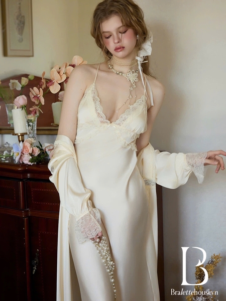 Đầm ngủ satin cao cấp dáng dài Beena Dress resort du lịch biển Bralettehousevn