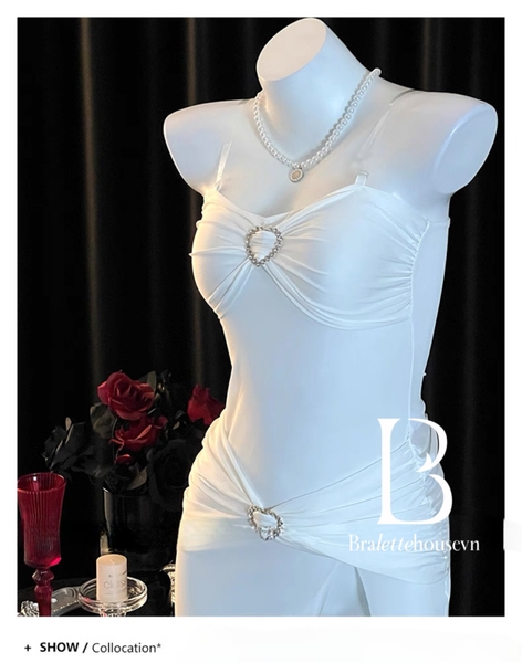 Đầm váy ngủ dài xuyên thấu Bold Dress S2645 phối khoen tim xẻ tà tôn dáng gợi cảm Bralettehousevn