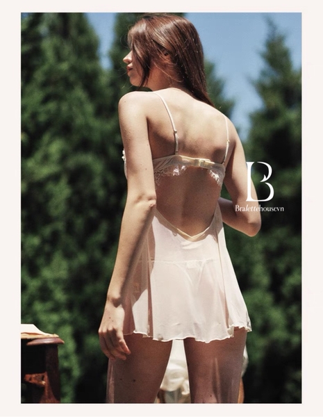 [CHE TÊN - HOẢ TỐC] Đầm váy ngủ kèm quần S2169 Domea Dress không gọng có mút đệm Bralettehousevn