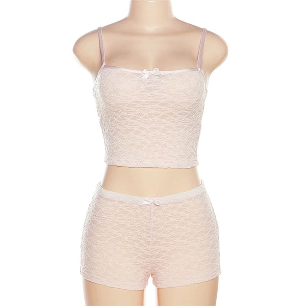 [SUMMER☀️] 𝐒𝟐𝟎𝟖𝟕 𝐂𝐚𝐢𝐥𝐲 𝐒𝐞𝐭 bộ đồ ngủ ren xuyên thấu hot trend hồng da quần short mùa hè du lịch sexy gợi cảm Bralettehiu