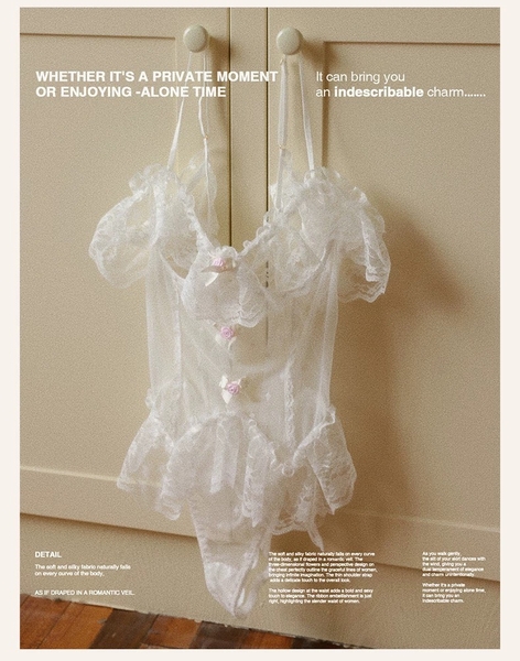 [HOT] Bộ đồ liền thân cut out táo bạo Grace Bodysuit S2448 chất ren voan tay bèo sang trọng tiểu thư retro gợi cảm Bralettehousevn