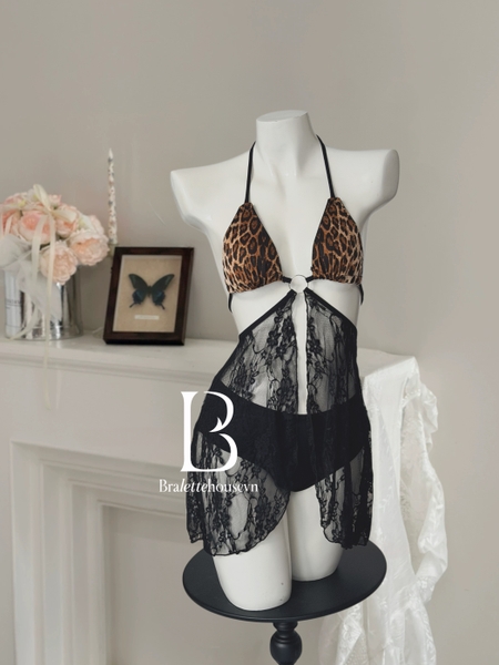 Đầm ngủ da beo phối ren Qada Dress du lịch gợi cảm táo bạo đi biển Bralettehousevn