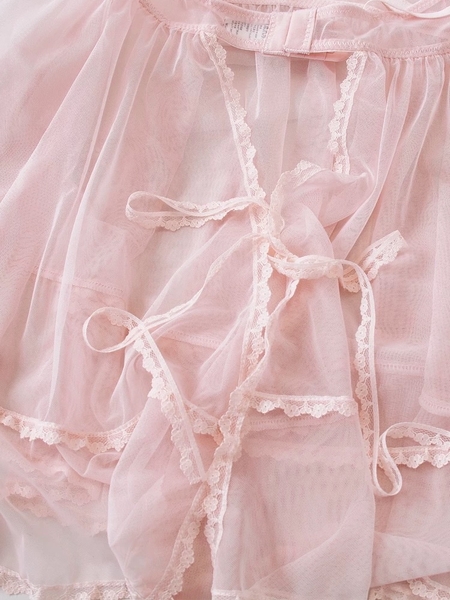 Đầm váy ngủ nữ cao cấp có gọng Qeqe Dress S2652 xuyên thấu phối ren bèo nữ tính tiểu thư gợi cảm Bralettehousevn