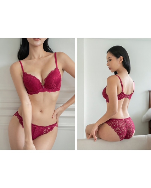 Bộ đồ lót ren nữ  Huray Set S2360 push up gợi cảm có gọng mút nâng ngực diện áo dài Bralettehousevn