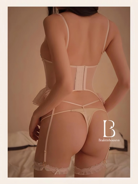 [Kèm đai eo] Bộ đồ Starlit Corset cao cấp S2271 có gọng mút đệm mỏng phong cách nàng thơ Bralettehousevn