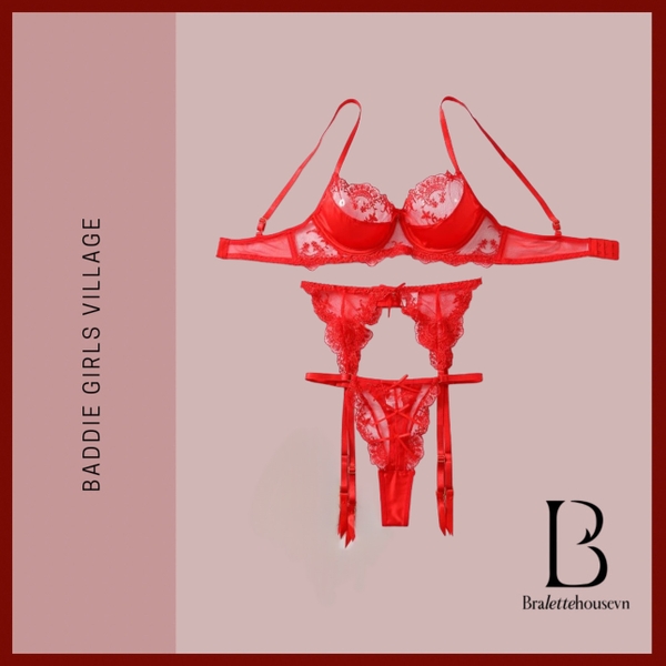 [KÈM ĐAI] Bộ đồ lót ren nữ 3 món Onny Set S2545DO có gọng không mút kèm quần dây lọt khe táo bạo gợi cảm quyến rũ Bralettehousevn