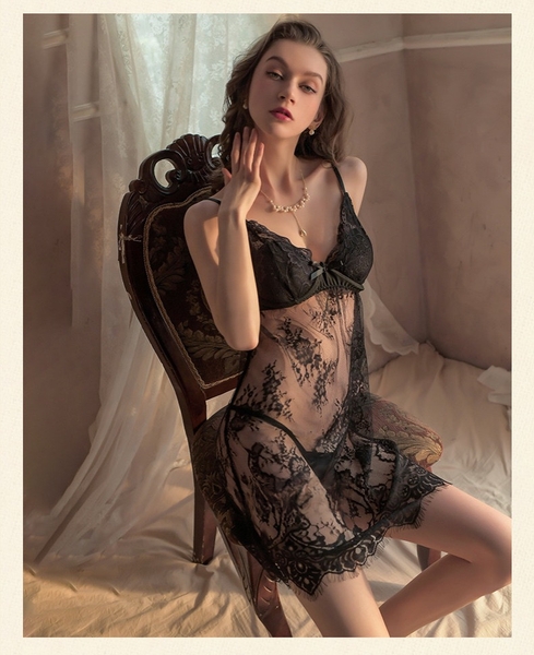 [KÈM QUẦN] Váy ngủ nữ ren Breaky Dress S2464 có đệm mút gợi cảm quyến rũ Bralettehousevn
