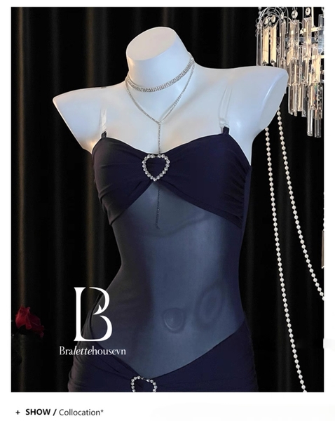 Đầm váy ngủ dài xuyên thấu Bold Dress S2645 phối khoen tim xẻ tà tôn dáng gợi cảm Bralettehousevn