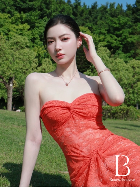 Đầm váy ren nữ Oran Dress S2530 xuyên thấu hot hit nhất mùa hè cúp ngang dáng dài siêu tôn dáng gợi cảm Bralettehousevn