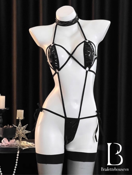 Bộ đồ liền thân dây Skin-tight Bodysuit S2527 da PU táo bạo gợi cảm nóng bỏng Bralettehousevn