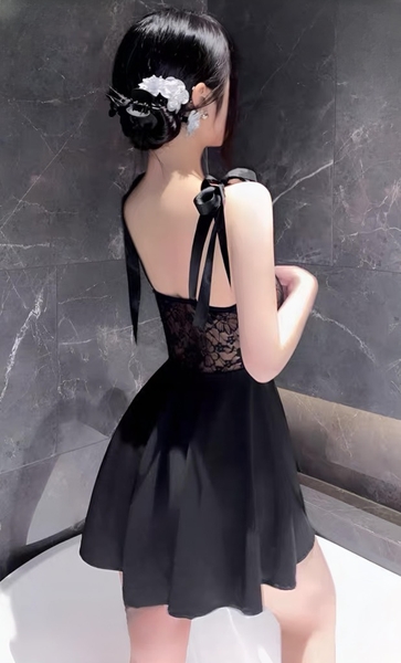 (CÓ BIG SIZE) Đầm ngủ nữ Ami Dress phối ren cột dây dáng xoè gợi cảm Bralettehousevn