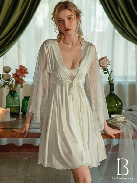 (Che tên - Hoả tốc) Choàng ngủ tiểu thư S2170 Shiro chất liệu satin cao cấp cho nữ Bralettehousevn