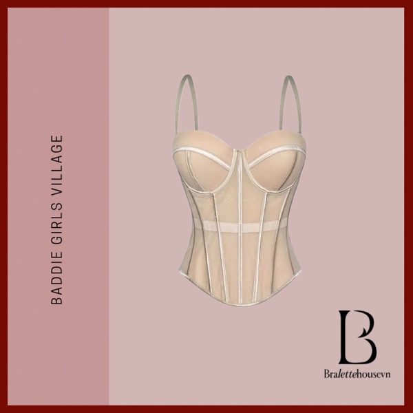 Áo corset nữ xuyên thấu cao cấp Solid Corset S2688 thời trang sang chảnh Bralettehousevn