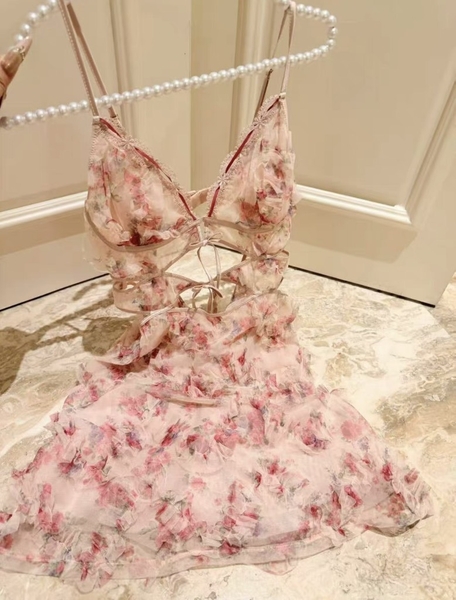 Đầm váy ngủ nữ cao cấp Teasing Dress S2450 chất hoa form xoè tiểu thư xinh xắn Bralettehousevn