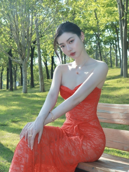 Đầm váy ren nữ Oran Dress S2530 xuyên thấu hot hit nhất mùa hè cúp ngang dáng dài siêu tôn dáng gợi cảm Bralettehousevn