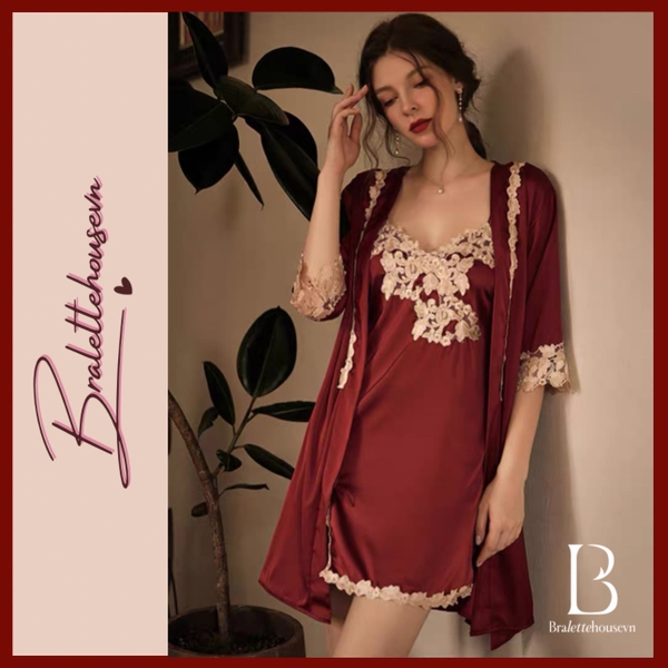 CHOÀNG VÁY NỮ CHOÀNG SHUANGXI S883 SATIN CAO CẤP PHỐI REN QUYẾN RŨ  Braletteshousevn