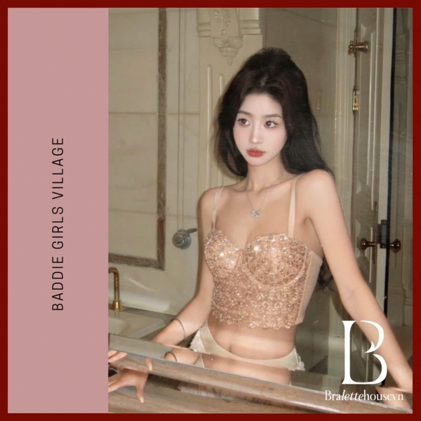 Áo corset cao cấp Click Corset S2689 đính hạt sang chảnh tiểu thư Bralettehousevn