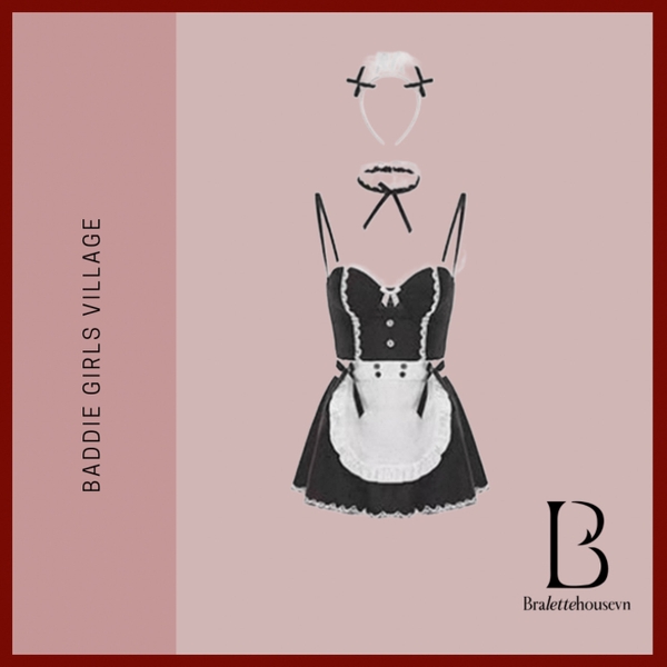 [KÈM PHỤ KIỆN] Bộ đồ cosplay hầu gái Cleaning Maid Set S2622 có gọng có mút tôn dáng Bralettehousevn